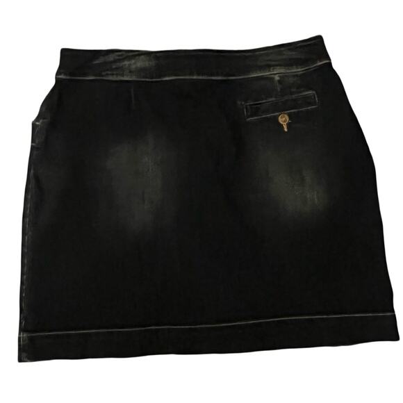Joules Womens Jean Skirt Size 16 Short Button Front Dark Wash Mid Rise Stretch - Picture 6 of 12